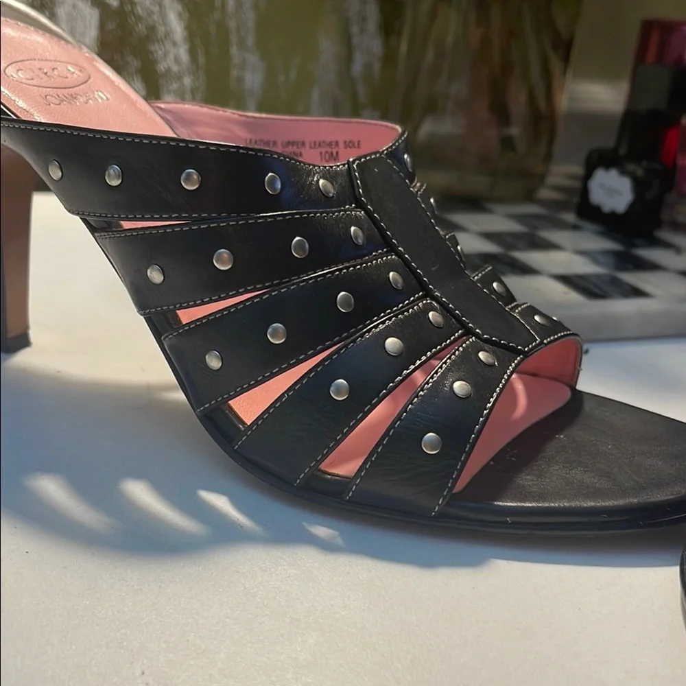 Joan & David Black and Silver Mules with Elegant Design - Picture 16 of 16